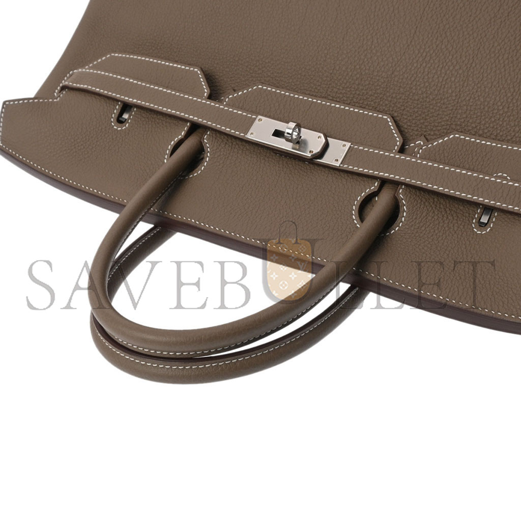 H**mes master birkin 35 epsom leather elephant grey silver buckle bag 543471 (35*28*18cm)